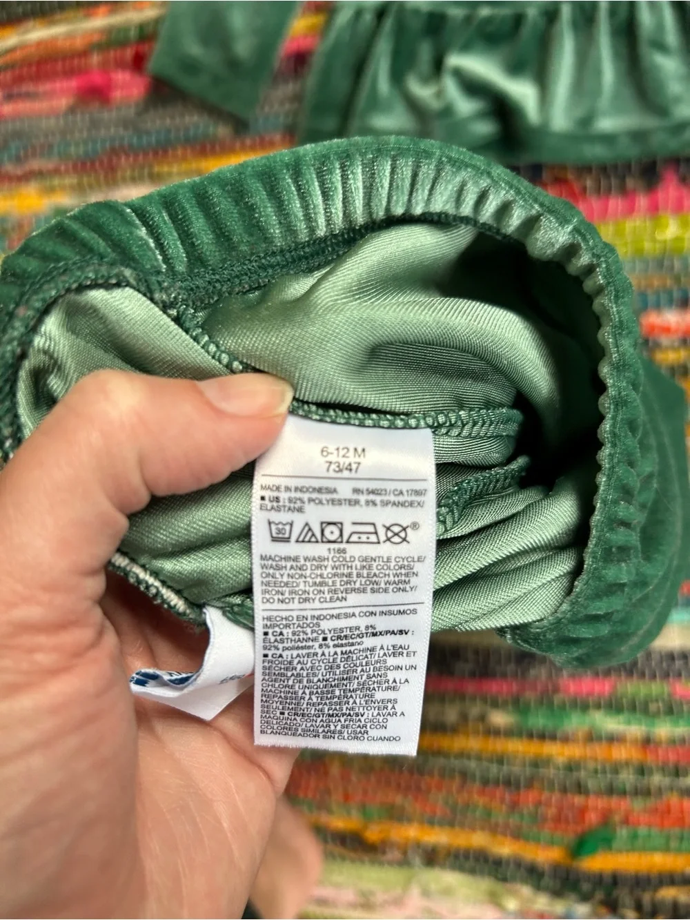 Old Navy Velvet Emerald Green Peplum Two-Piece Set 6-12 MOS